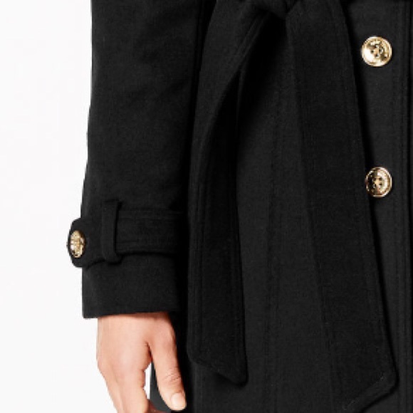 Michael Kors black wool coat w detachable hood - Picture 5 of 6